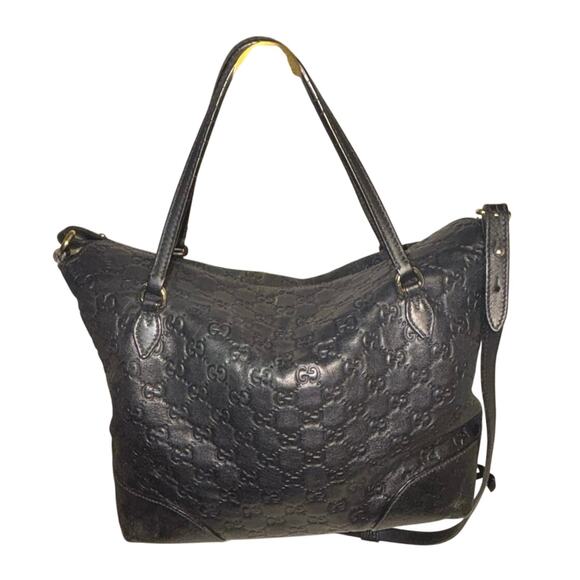 Gucci Guccissima Black Leather Two-way Handbag - Picture 1 of 7